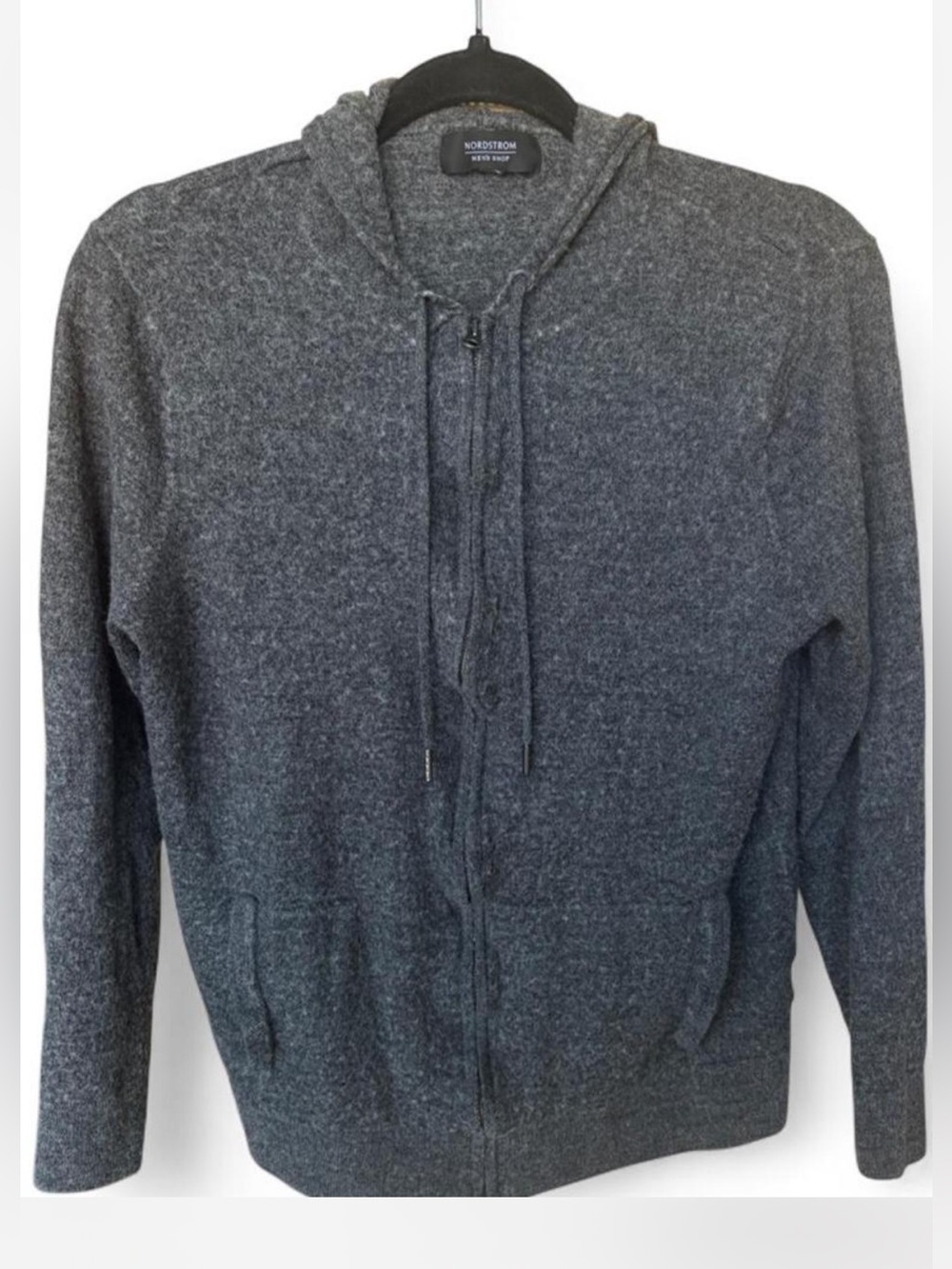 Nordstrom Men’s Charcoal Zip Hoodie Sweater Merino Wool
